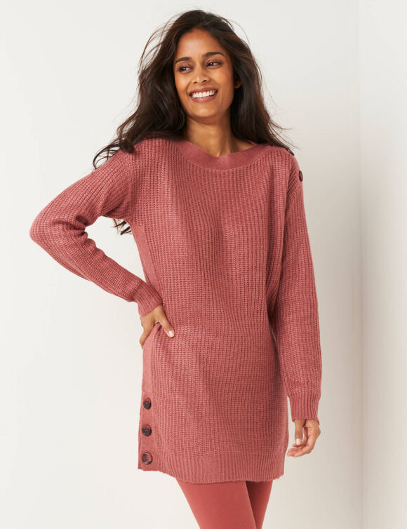 Pull tunique boutonné, toucher doux (terracotta) Pull tunique boutonné, toucher doux (terracotta)